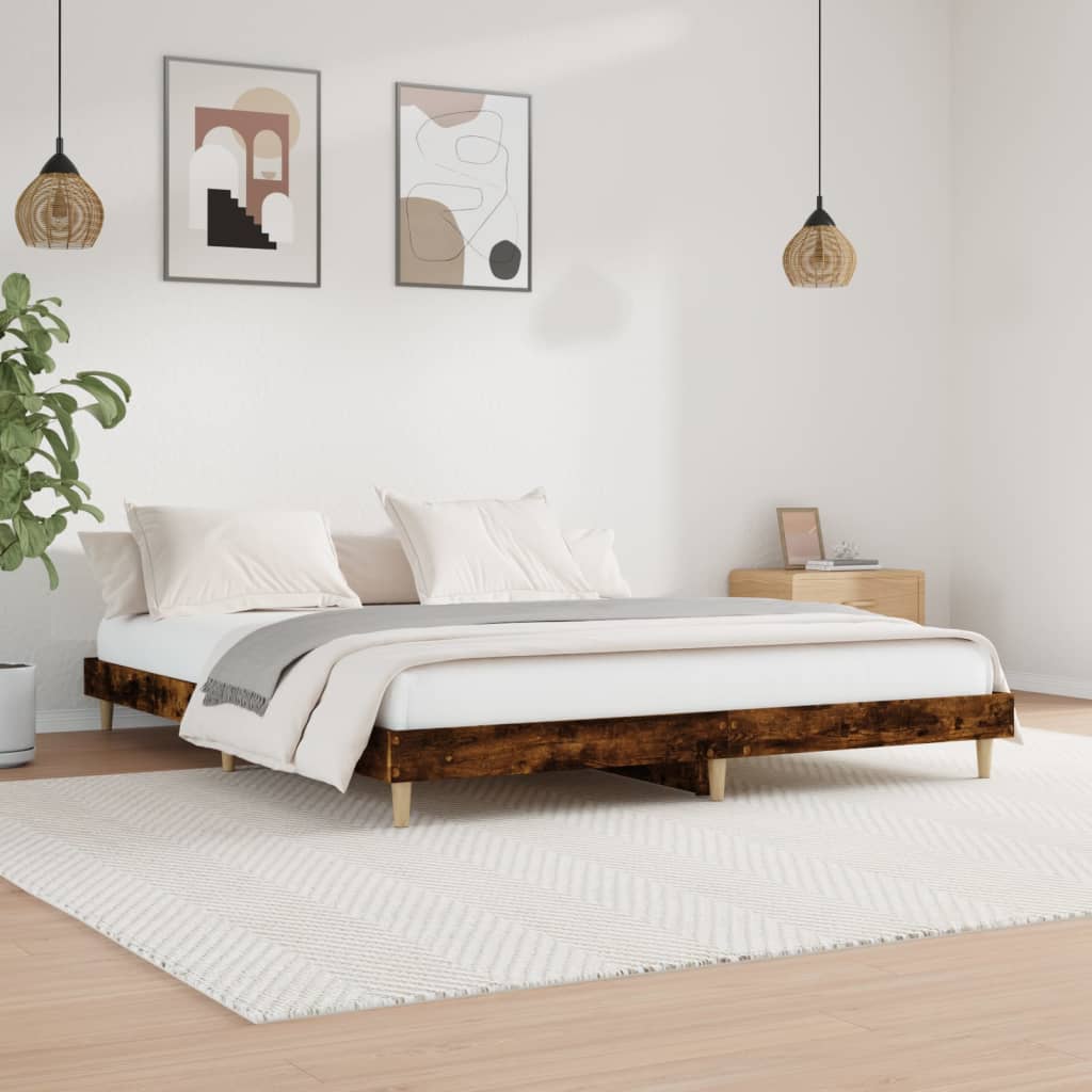 Bedframe zonder matras hout gerookt eikenkleurig 120x200 cm is nu te koop bij PeponiXL, paradijselijk wonen!