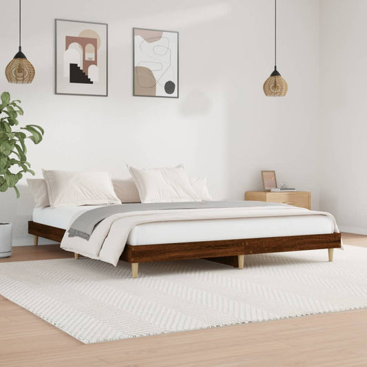Bedframe zonder matras bewerkt hout bruin eikenkleur 120x200 cm is nu te koop bij PeponiXL, paradijselijk wonen!