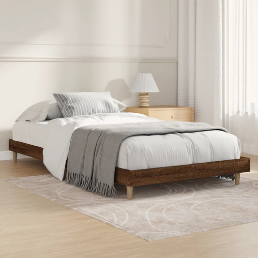 Bedframe zonder matras bewerkt hout bruin eikenkleur 100x200 cm is nu te koop bij PeponiXL, paradijselijk wonen!