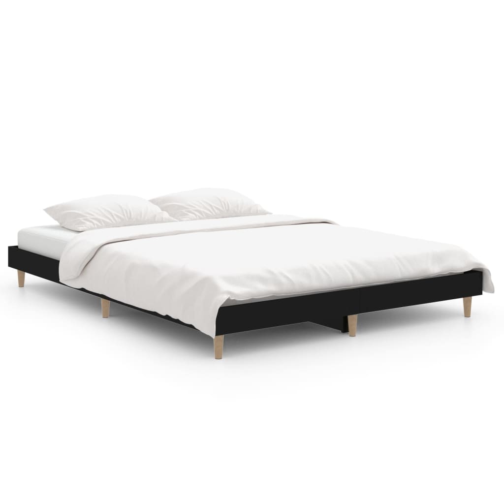 Bedframe LED massief hout zwart 140x190 cm is nu te koop bij PeponiXL, paradijselijk wonen!