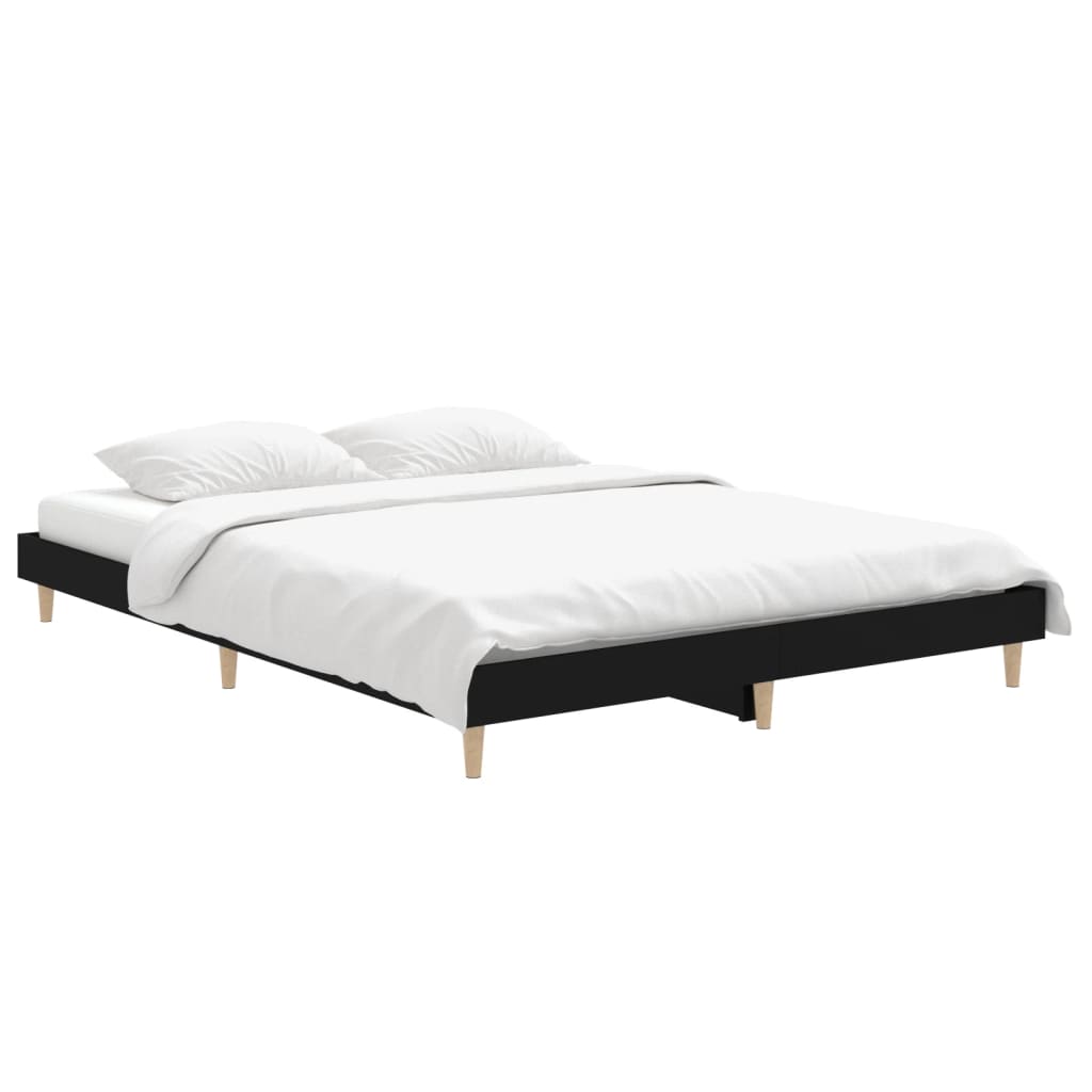 Bedframe LED massief hout zwart 140x190 cm is nu te koop bij PeponiXL, paradijselijk wonen!
