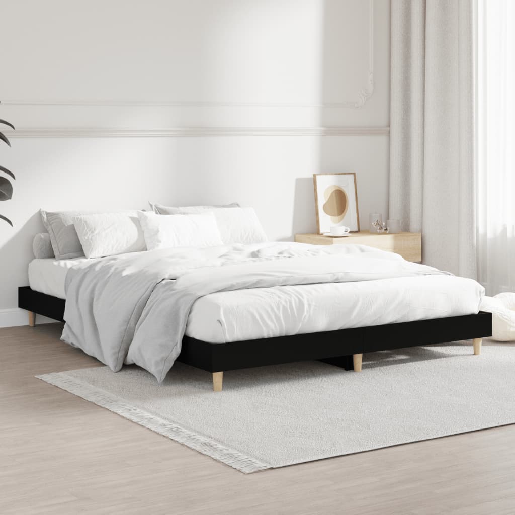 Bedframe LED massief hout zwart 140x190 cm is nu te koop bij PeponiXL, paradijselijk wonen!