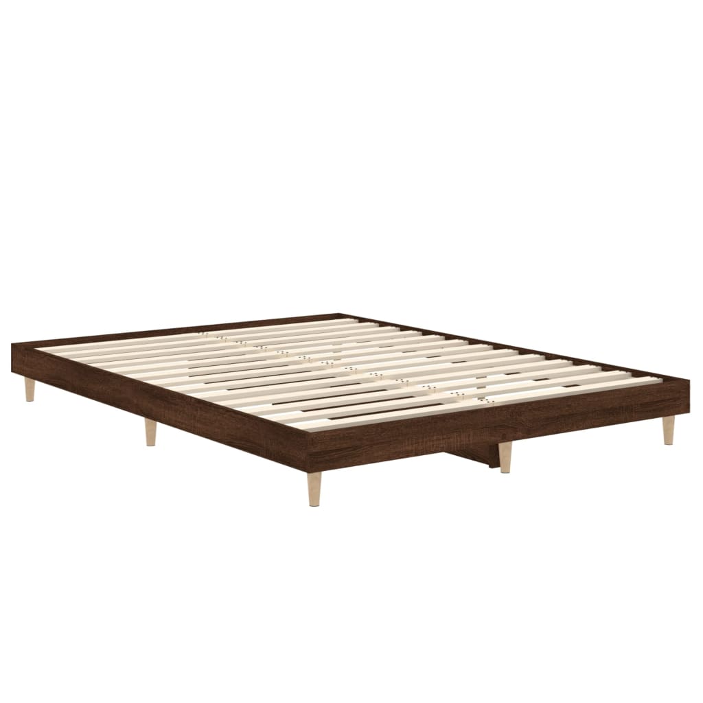 Bedframe zonder matras bewerkt hout bruin eikenkleur 140x190 cm is nu te koop bij PeponiXL, paradijselijk wonen!