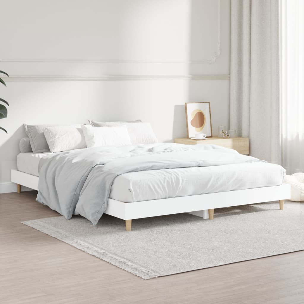 Bedframe bewerkt hout wit 135x190 cm is nu te koop bij PeponiXL, paradijselijk wonen!