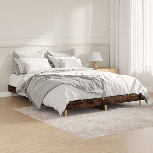Bedframe bewerkt hout gerookt eikenkleurig 135x190 cm is nu te koop bij PeponiXL, paradijselijk wonen!