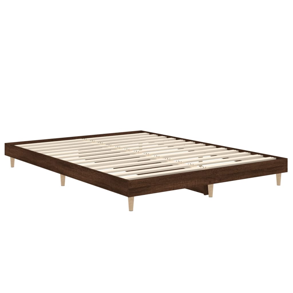Bedframe bewerkt hout bruin eikenkleur 135x190 cm is nu te koop bij PeponiXL, paradijselijk wonen!