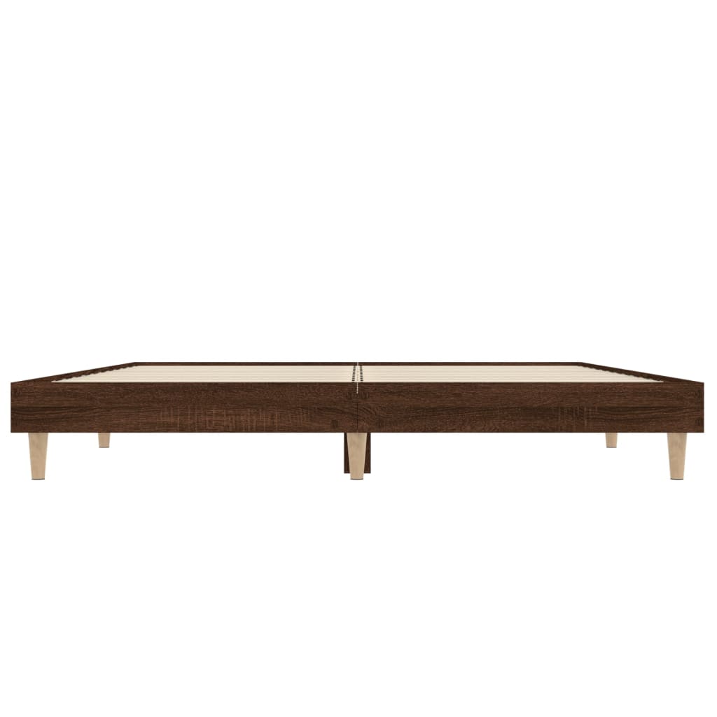 Bedframe bewerkt hout bruin eikenkleur 135x190 cm is nu te koop bij PeponiXL, paradijselijk wonen!