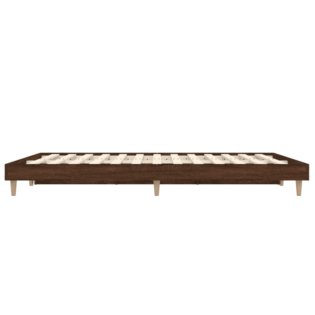 Bedframe bewerkt hout bruin eikenkleur 135x190 cm is nu te koop bij PeponiXL, paradijselijk wonen!