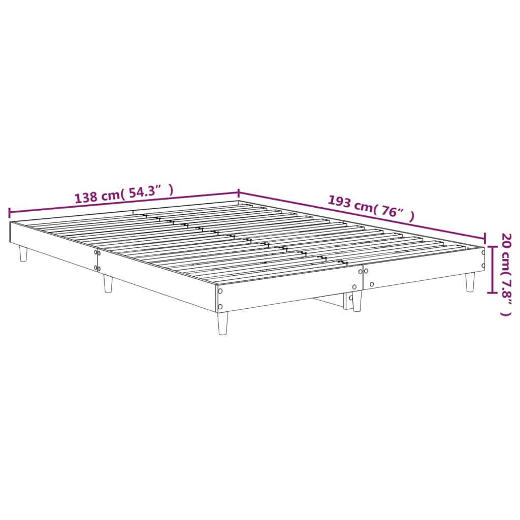 Bedframe bewerkt hout bruin eikenkleur 135x190 cm is nu te koop bij PeponiXL, paradijselijk wonen!
