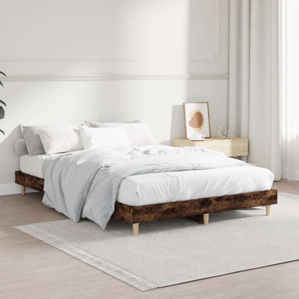 Bedframe zonder matras hout gerookt eikenkleurig 120x190 cm is nu te koop bij PeponiXL, paradijselijk wonen!