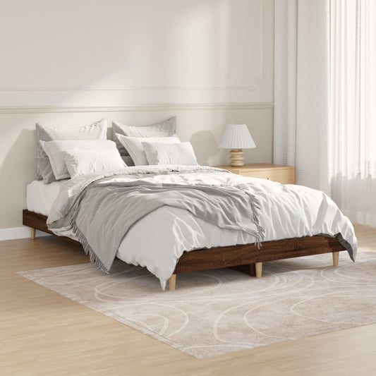 Bedframe zonder matras bewerkt hout bruin eikenkleur 120x190 cm is nu te koop bij PeponiXL, paradijselijk wonen!