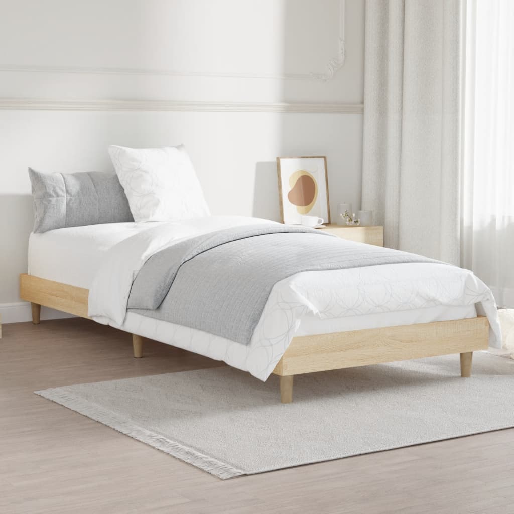 Bedframe zonder matras hout sonoma eikenkleurig 75x190 cm is nu te koop bij PeponiXL, paradijselijk wonen!