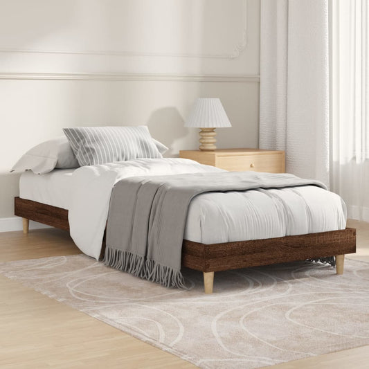Bedframe zonder matras bewerkt hout bruin eikenkleur 75x190 cm is nu te koop bij PeponiXL, paradijselijk wonen!