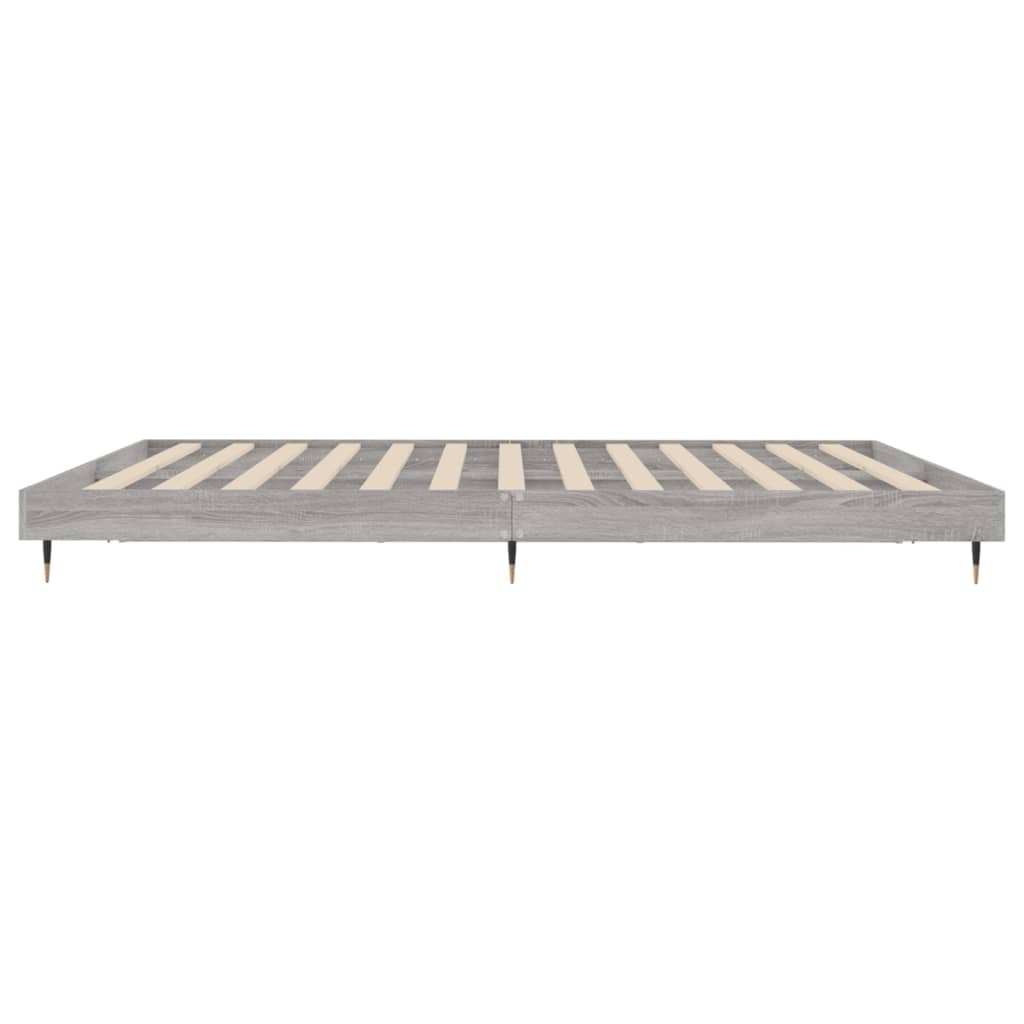 Bedframe bewerkt hout grijs sonoma eikenkleurig 200x200 cm is nu te koop bij PeponiXL, paradijselijk wonen!