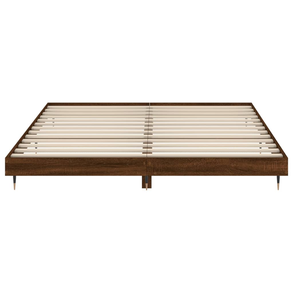 Bedframe zonder matras 200x200 cm spaanplaat bruin eikenkleurig is nu te koop bij PeponiXL, paradijselijk wonen!