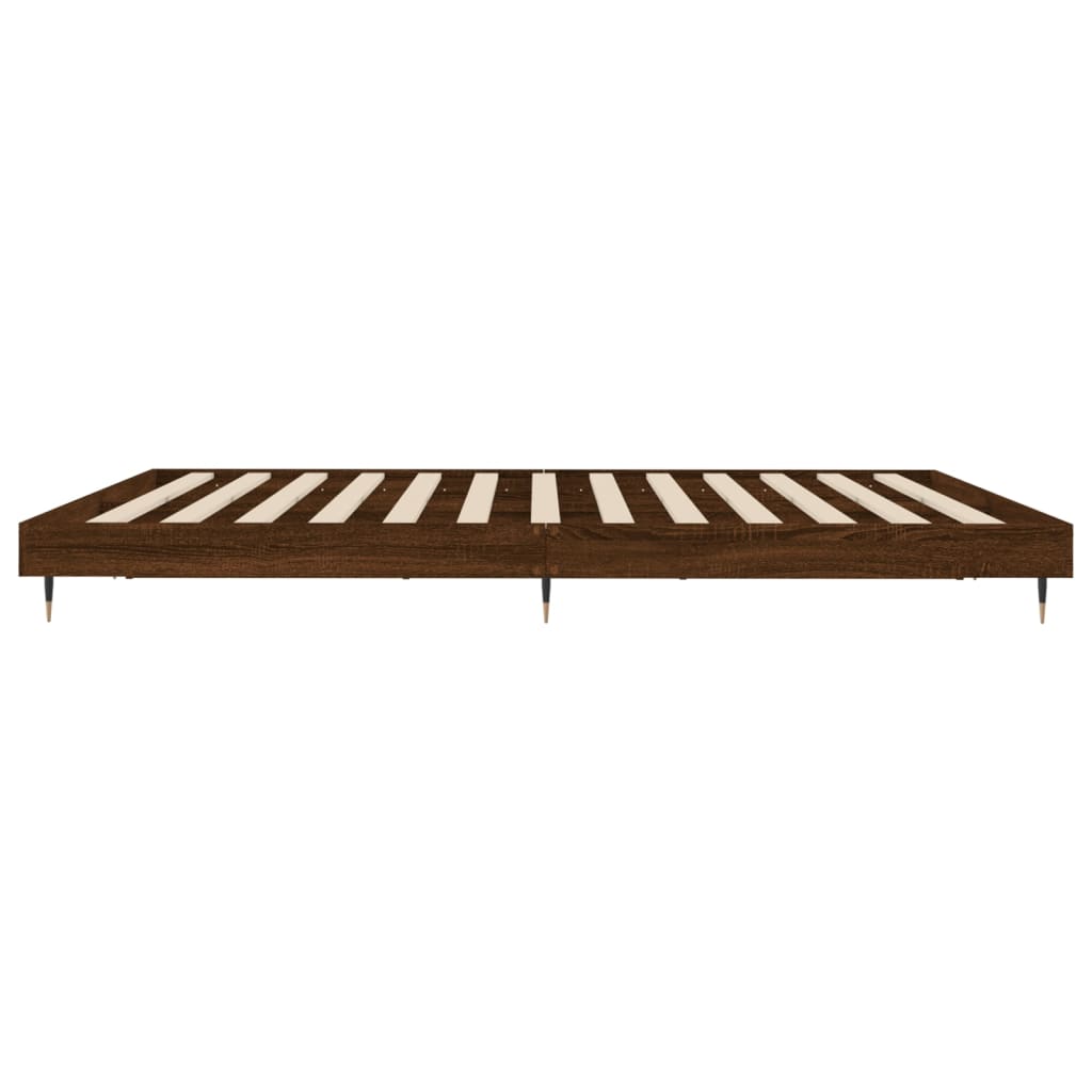 Bedframe zonder matras 200x200 cm spaanplaat bruin eikenkleurig is nu te koop bij PeponiXL, paradijselijk wonen!