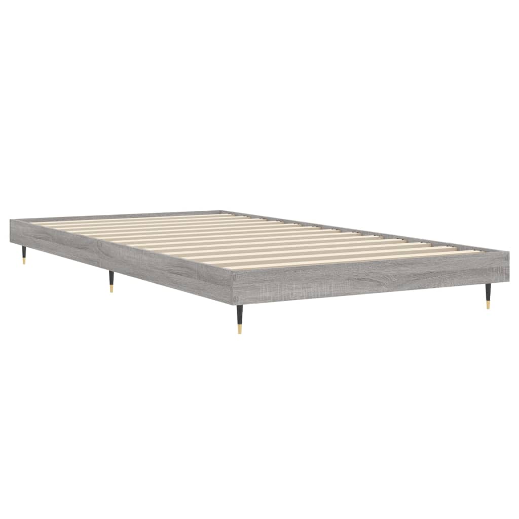 Bedframe bewerkt hout grijs sonoma eikenkleurig 100x200 cm is nu te koop bij PeponiXL, paradijselijk wonen!