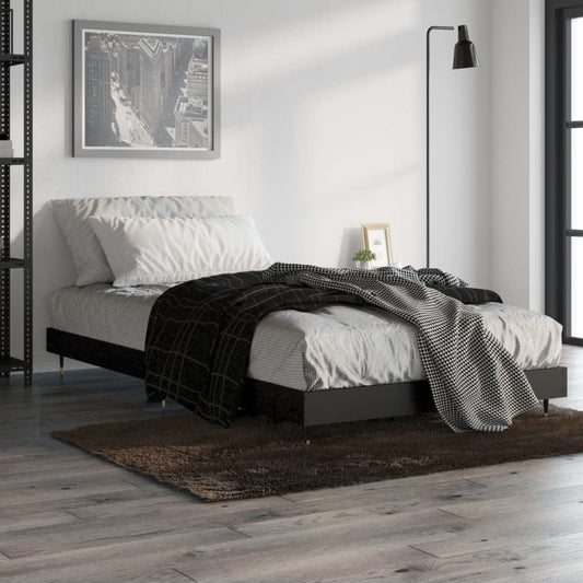 Bedframe bewerkt hout zwart 90x200 cm is nu te koop bij PeponiXL, paradijselijk wonen!