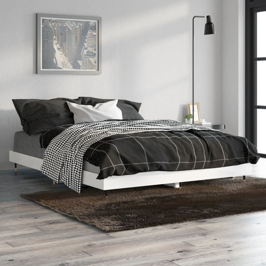 Bedframe bewerkt hout hoogglans wit 140x190 cm is nu te koop bij PeponiXL, paradijselijk wonen!