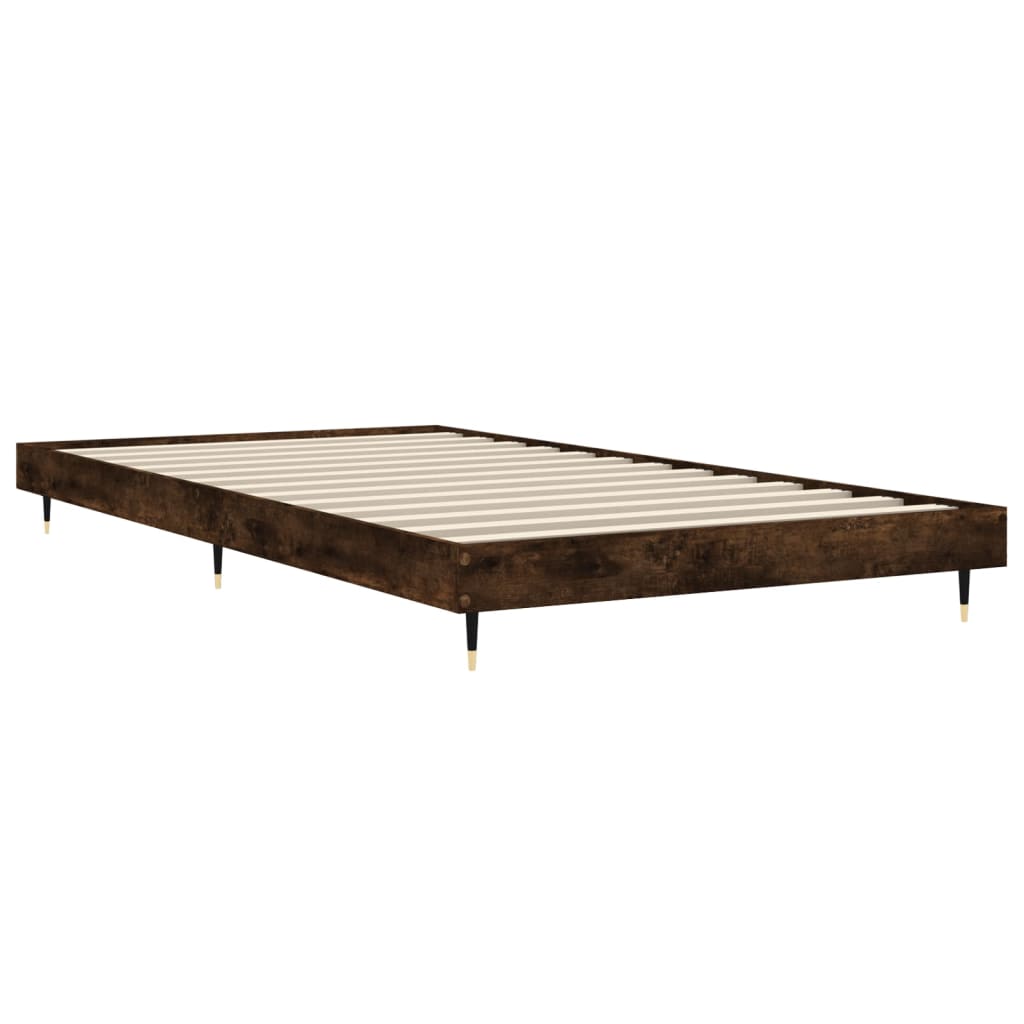 Bedframe zonder matras hout gerookt eikenkleurig 90x190 cm is nu te koop bij PeponiXL, paradijselijk wonen!