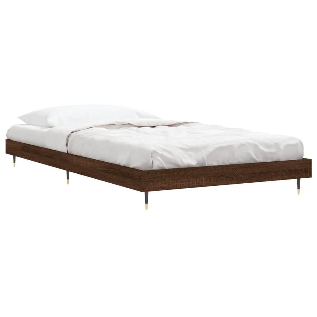 Bedframe zonder matras bewerkt hout bruin eikenkleur 90x190 cm is nu te koop bij PeponiXL, paradijselijk wonen!