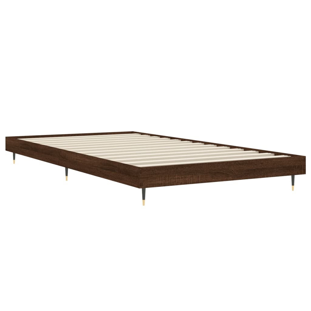 Bedframe zonder matras bewerkt hout bruin eikenkleur 90x190 cm is nu te koop bij PeponiXL, paradijselijk wonen!