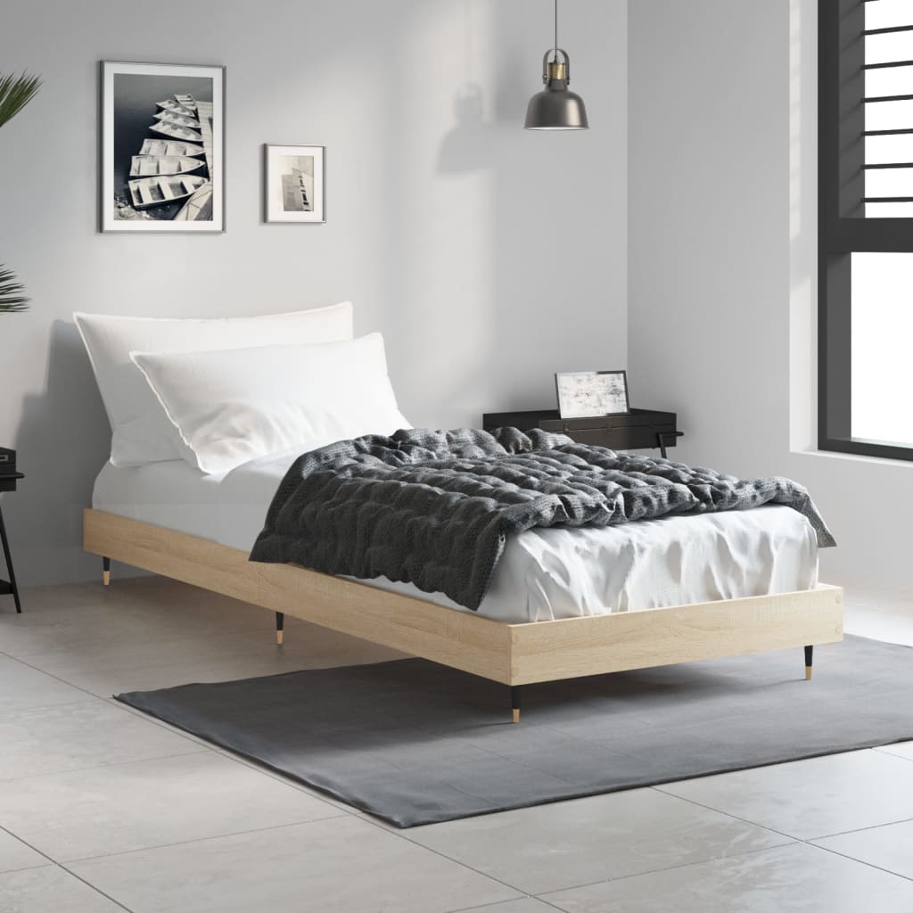 Bedframe zonder matras hout sonoma eikenkleurig 75x190 cm is nu te koop bij PeponiXL, paradijselijk wonen!