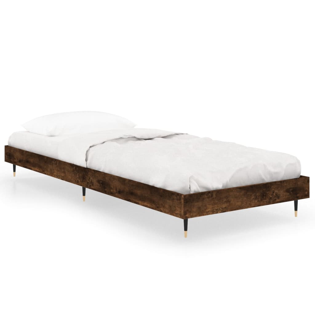 Bedframe zonder matras hout gerookt eikenkleurig 75x190 cm is nu te koop bij PeponiXL, paradijselijk wonen!