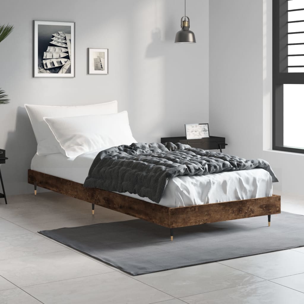 Bedframe zonder matras hout gerookt eikenkleurig 75x190 cm is nu te koop bij PeponiXL, paradijselijk wonen!