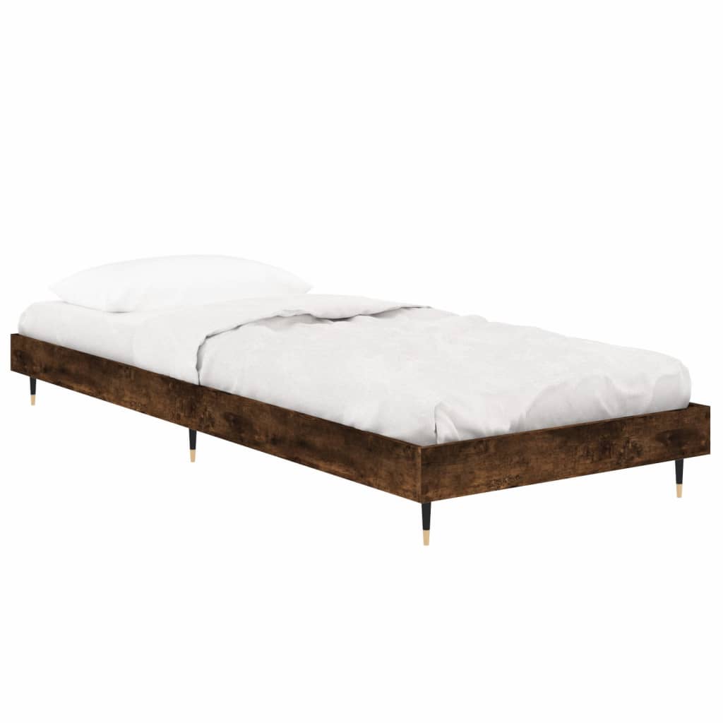 Bedframe zonder matras hout gerookt eikenkleurig 75x190 cm is nu te koop bij PeponiXL, paradijselijk wonen!