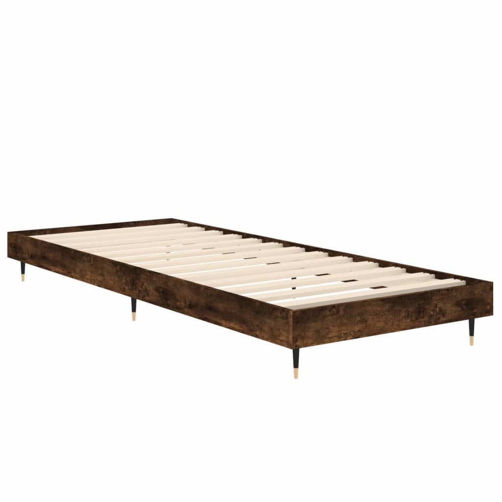 Bedframe zonder matras hout gerookt eikenkleurig 75x190 cm is nu te koop bij PeponiXL, paradijselijk wonen!