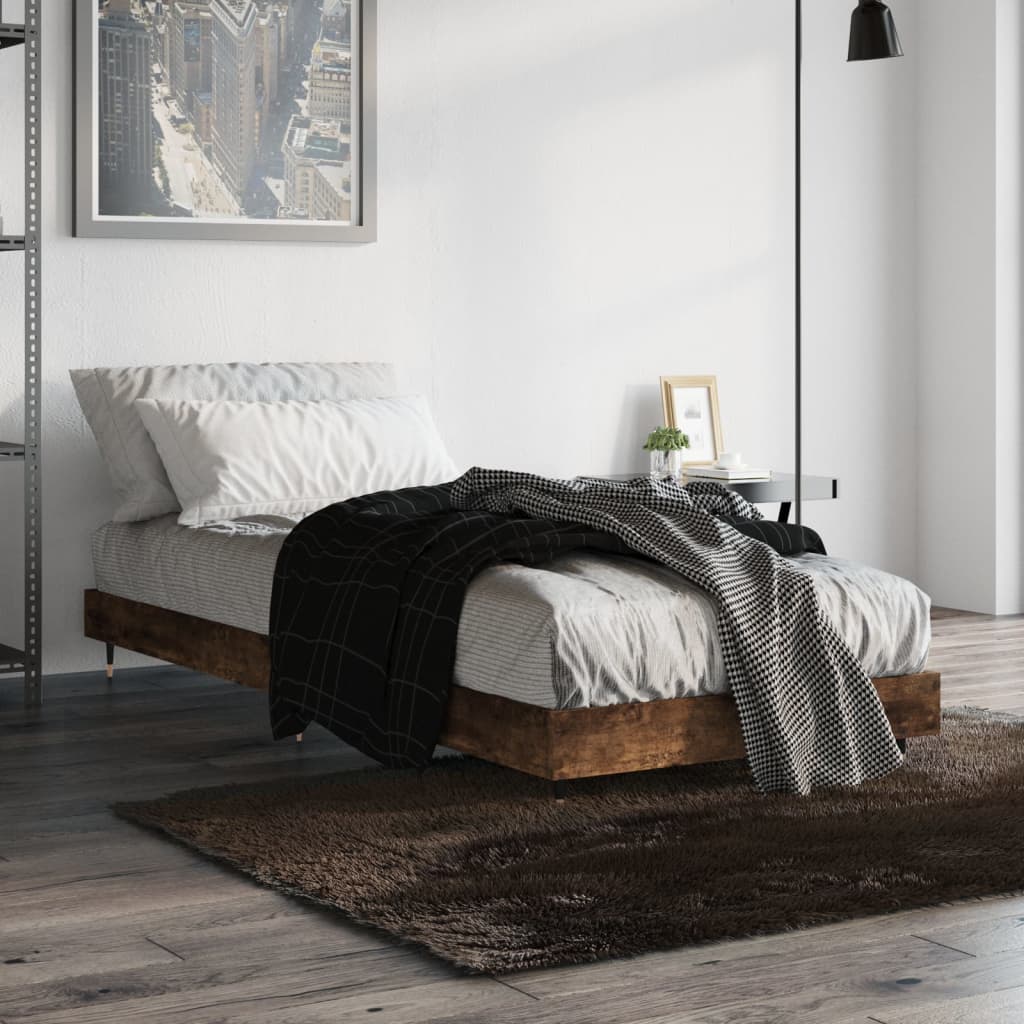 Bedframe zonder matras hout gerookt eikenkleurig 75x190 cm is nu te koop bij PeponiXL, paradijselijk wonen!