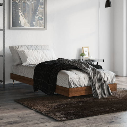 Bedframe zonder matras bewerkt hout bruin eikenkleur 75x190 cm is nu te koop bij PeponiXL, paradijselijk wonen!