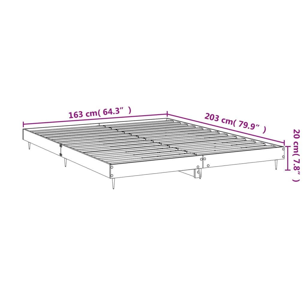 Bedframe bewerkt hout grijs sonoma eikenkleurig 160x200 cm is nu te koop bij PeponiXL, paradijselijk wonen!