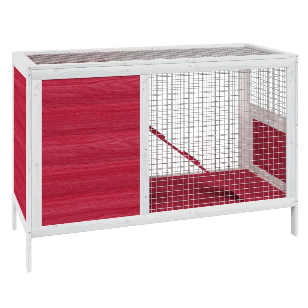 Konijnenhok 103x44x69,5 cm massief grenenhout rood is nu te koop bij PeponiXL, paradijselijk wonen!