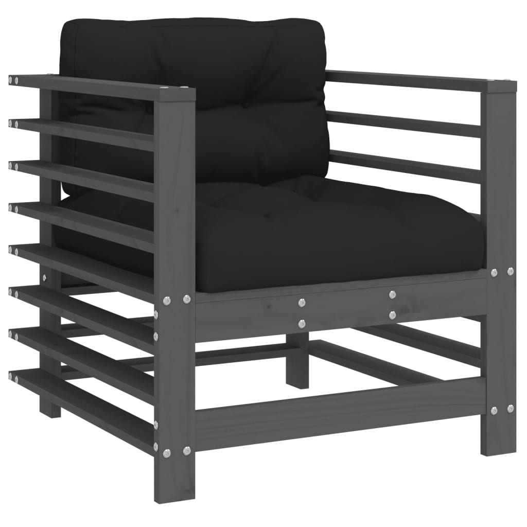 Tuinstoelen 2 st met kussens massief grenenhout grijs is nu te koop bij PeponiXL, paradijselijk wonen!