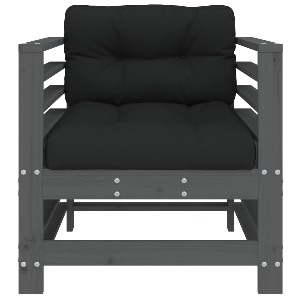 Tuinstoelen 2 st met kussens massief grenenhout grijs is nu te koop bij PeponiXL, paradijselijk wonen!