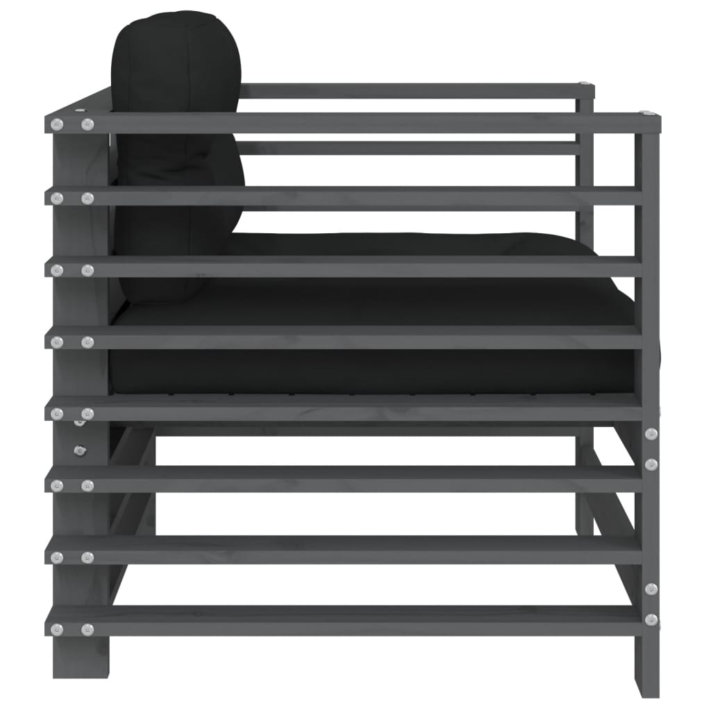 Tuinstoelen 2 st met kussens massief grenenhout grijs is nu te koop bij PeponiXL, paradijselijk wonen!