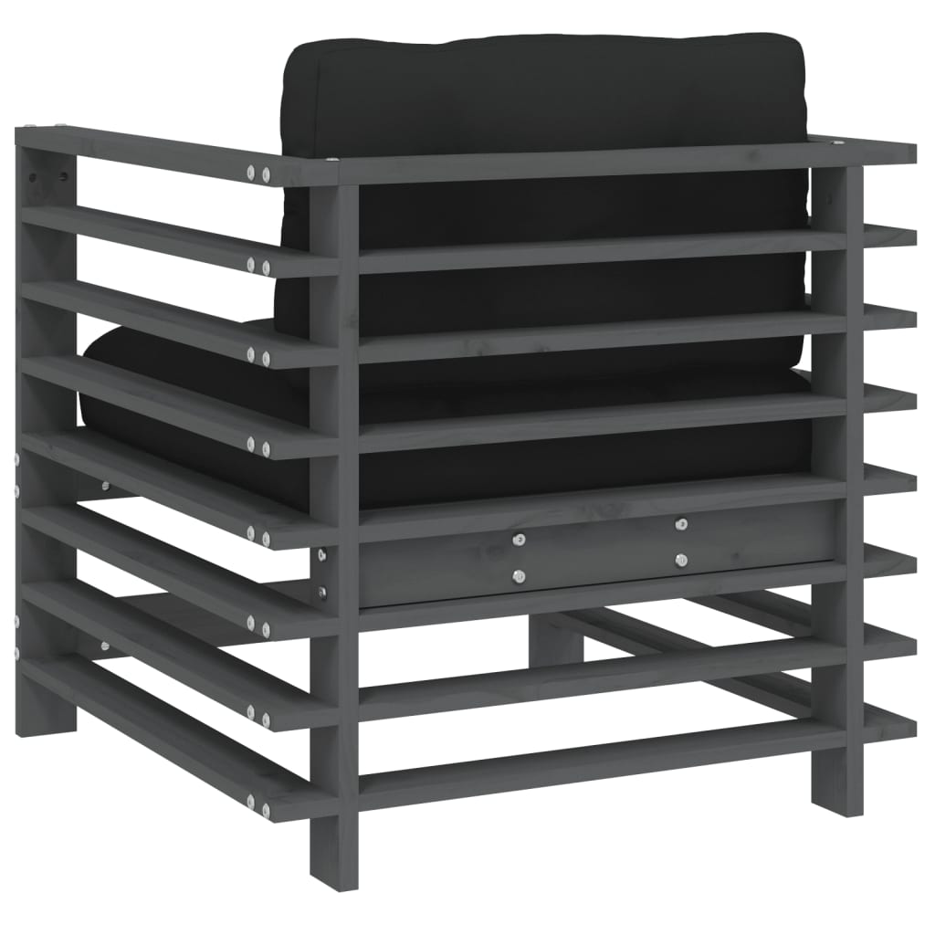 Tuinstoelen 2 st met kussens massief grenenhout grijs is nu te koop bij PeponiXL, paradijselijk wonen!