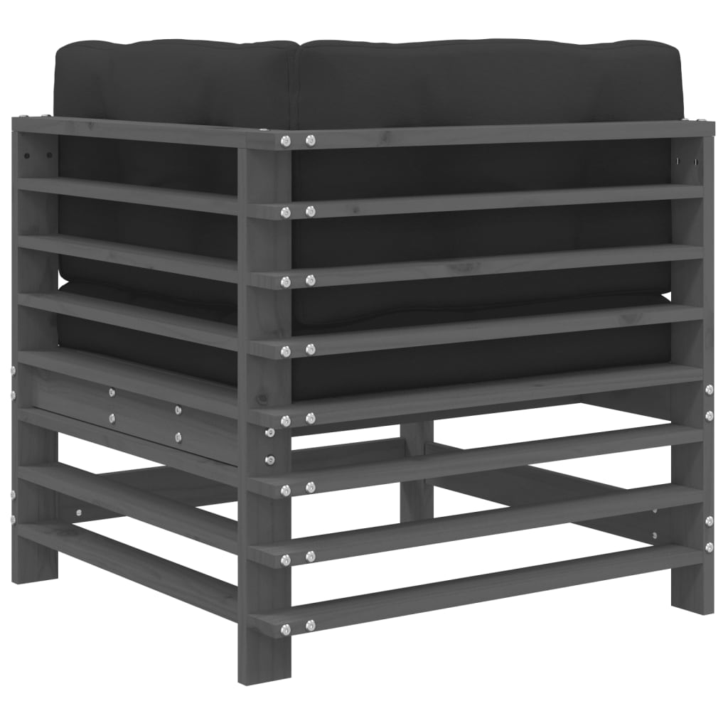 Hoekbanken 2 st met kussens massief grenenhout grijs is nu te koop bij PeponiXL, paradijselijk wonen!