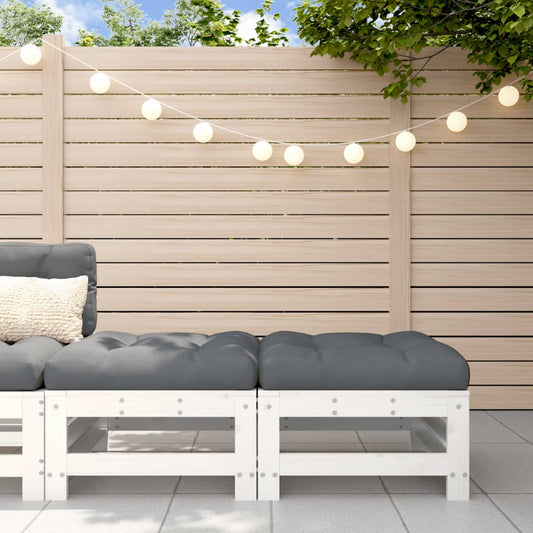 Tuinvoetenbanken met kussens 2 st massief grenenhout wit is nu te koop bij PeponiXL, paradijselijk wonen!