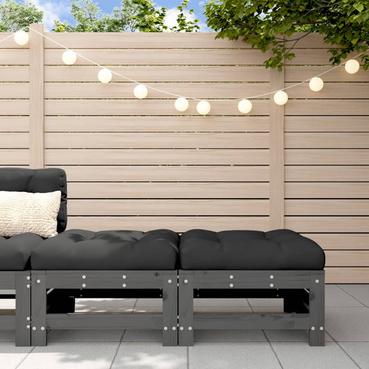 Tuinvoetenbanken met kussens 2 st massief grenenhout grijs is nu te koop bij PeponiXL, paradijselijk wonen!