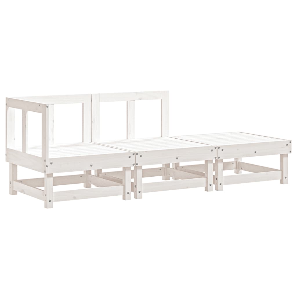 3-delige Loungeset massief grenenhout wit is nu te koop bij PeponiXL, paradijselijk wonen!