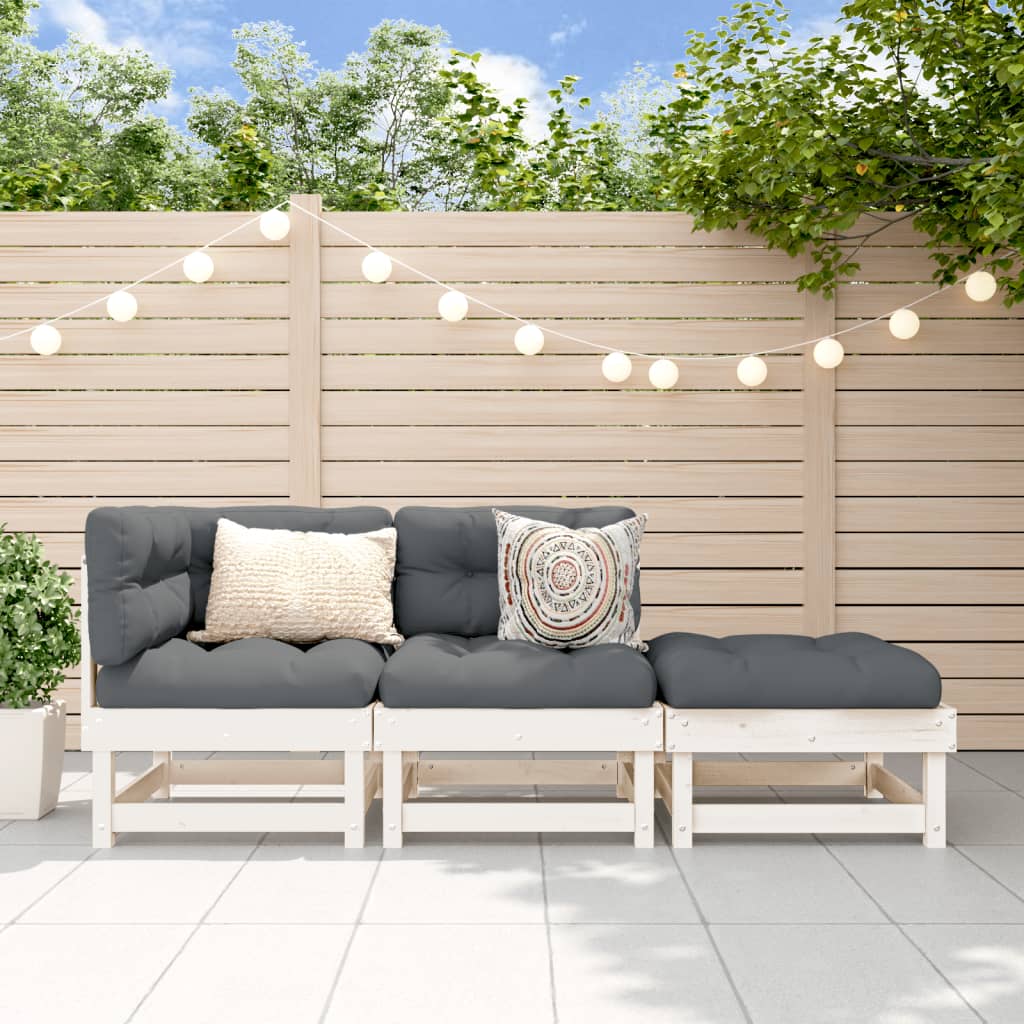 3-delige Loungeset massief grenenhout wit is nu te koop bij PeponiXL, paradijselijk wonen!