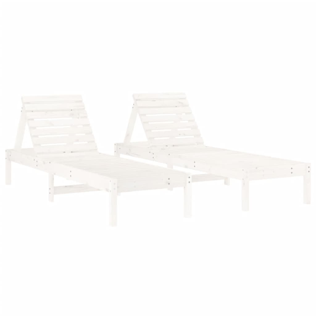 Ligstoelen 2 st 199,5x60x74 cm massief grenenhout wit is nu te koop bij PeponiXL, paradijselijk wonen!