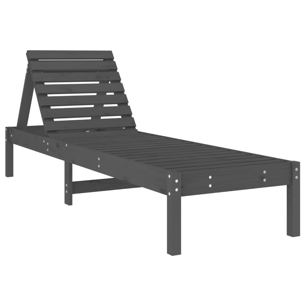 Ligstoel 199,5x60x74 cm massief grenenhout grijs is nu te koop bij PeponiXL, paradijselijk wonen!