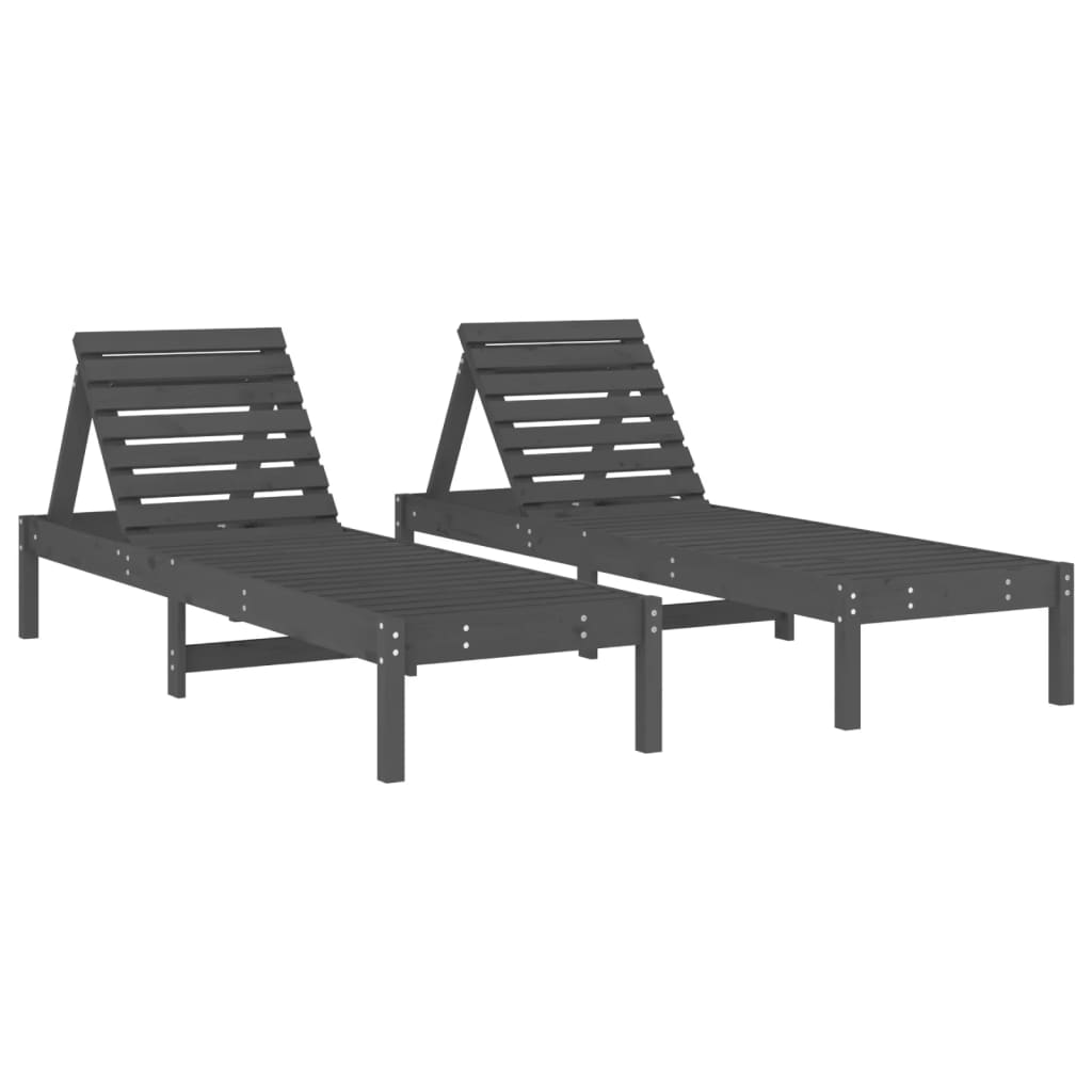 Ligbedden 2 st 199,5x60x74 cm massief grenenhout grijs is nu te koop bij PeponiXL, paradijselijk wonen!