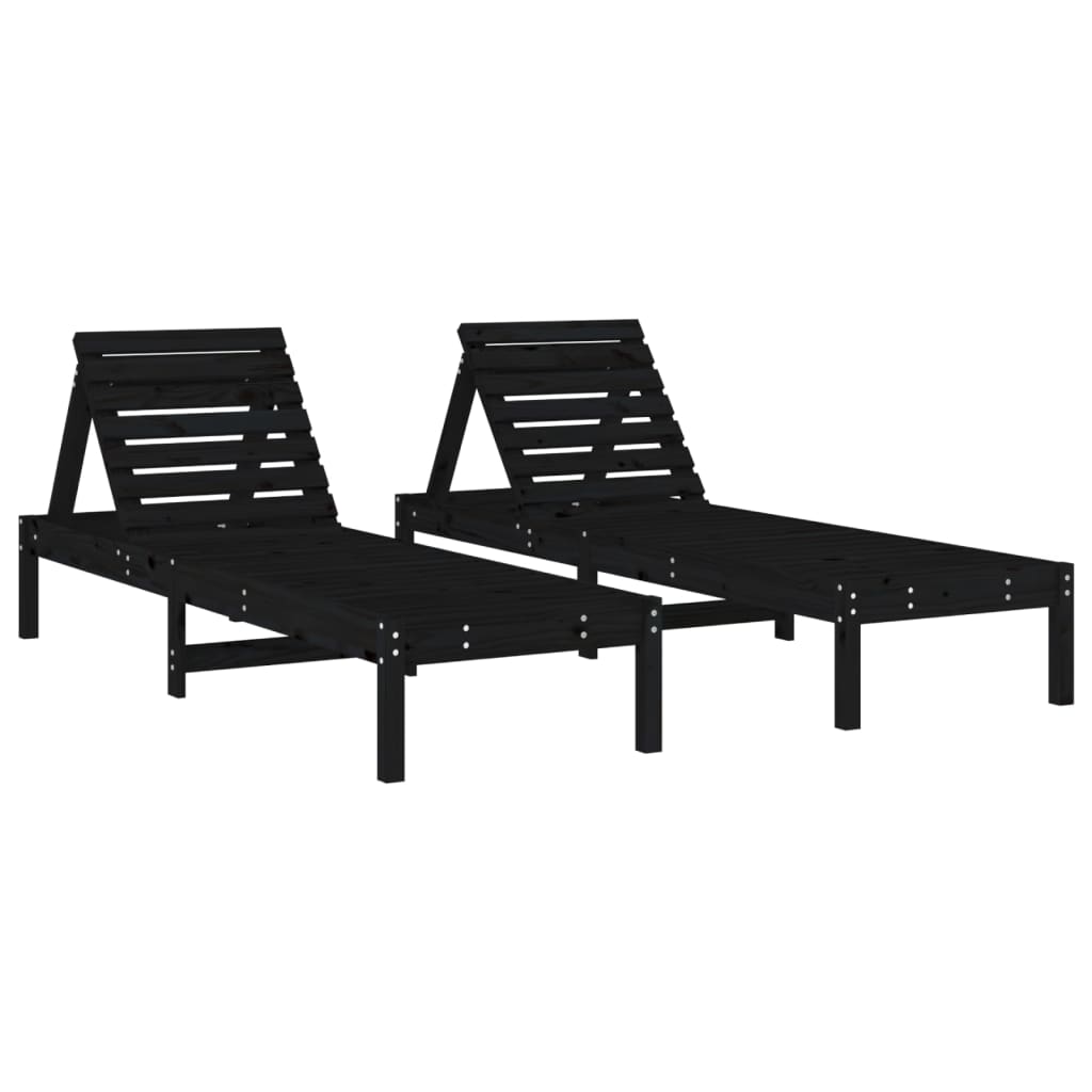 Ligbedden 2 st 199,5x60x74 cm massief grenenhout zwart is nu te koop bij PeponiXL, paradijselijk wonen!