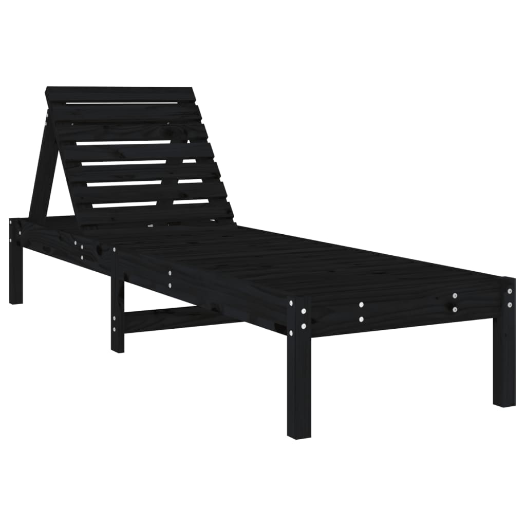 Ligbedden 2 st 199,5x60x74 cm massief grenenhout zwart is nu te koop bij PeponiXL, paradijselijk wonen!