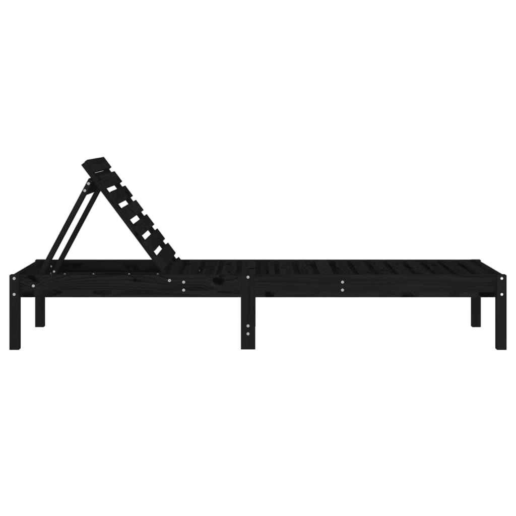 Ligbedden 2 st 199,5x60x74 cm massief grenenhout zwart is nu te koop bij PeponiXL, paradijselijk wonen!